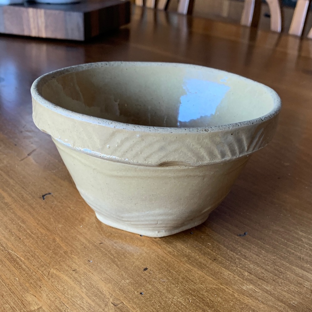 Vintage Yellow ware mixing bowl.  Small bowl.